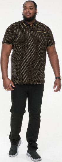 D555 RAUL AOP Jersey Polo With Jacquard Collar, Ribs And Chest Pocket Black - Pikeepaidat - Miesten isot pikeepaidat