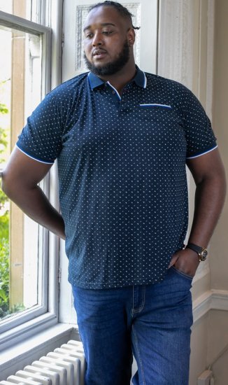 D555 OAKLEY AOP Jersey Polo With Jacquard Collar, Ribs And Chest Pocket Navy - Pikeepaidat - Miesten isot pikeepaidat