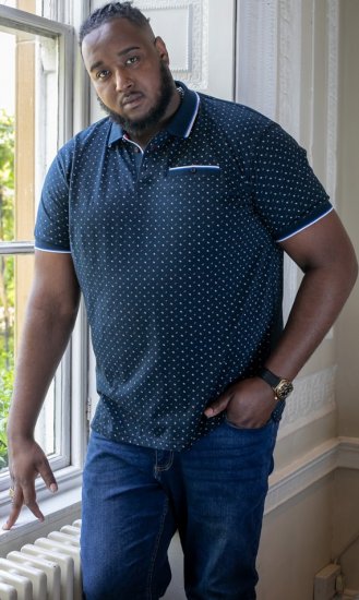 D555 OAKLEY AOP Jersey Polo With Jacquard Collar, Ribs And Chest Pocket Navy - Pikeepaidat - Miesten isot pikeepaidat