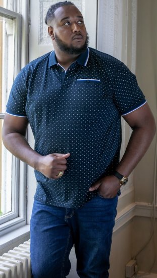 D555 OAKLEY AOP Jersey Polo With Jacquard Collar, Ribs And Chest Pocket Navy - Pikeepaidat - Miesten isot pikeepaidat