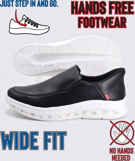 D555 Carlisle 2 Kingsize Hands Free Shoes Black - Miesten Kengät 40-52 - 