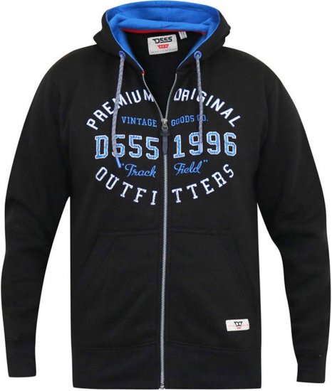 D555 LINGARD Full Zip Hoody With Original Chest Print Black - Hupparit ja collegepaidat - Miesten hupparit ja collegepaidat isot koot