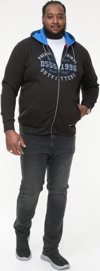 D555 LINGARD Full Zip Hoody With Original Chest Print Black - Hupparit ja collegepaidat - Miesten hupparit ja collegepaidat isot koot