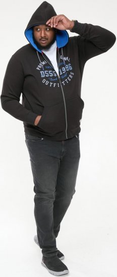 D555 LINGARD Full Zip Hoody With Original Chest Print Black - Hupparit ja collegepaidat - Miesten hupparit ja collegepaidat isot koot