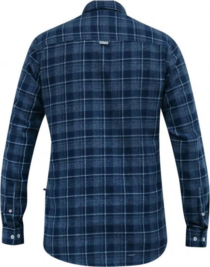 D555 SONNY Navy Check Long Sleeve Shirt With Chest Patch Pocket & Button Down Collar Navy Check - Kauluspaidat - Miesten isot kauluspaidat 2XL – 8XL