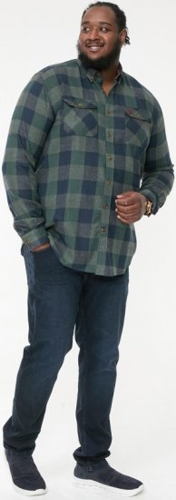 D555 GARFIELD Check Overshirt With Two Patch Pockets & Button Down Collar Navy - Kauluspaidat - Miesten isot kauluspaidat 2XL – 8XL