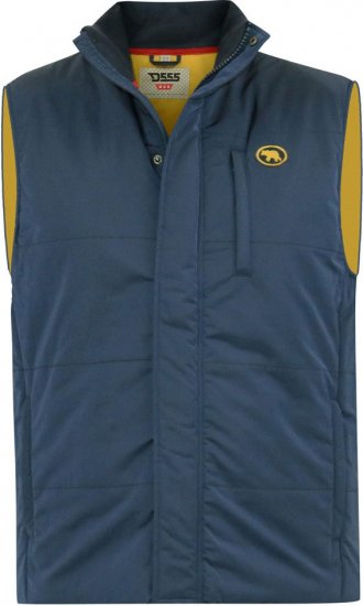 D555 FELIPE Zip Through Padded Gilet With Contrast Colour Lining And Rubber Badge Navy - Takit - Miesten Takit, isot koot – 2XL – 12XL