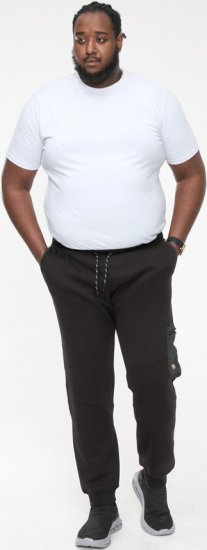 D555 COTGRAVE Couture Elasticated Waistband Jogger With Woven Fabric Trim Black - Collegehousut ja collegeshortsit - Miesten Isot collegehousut ja collegeshortsit