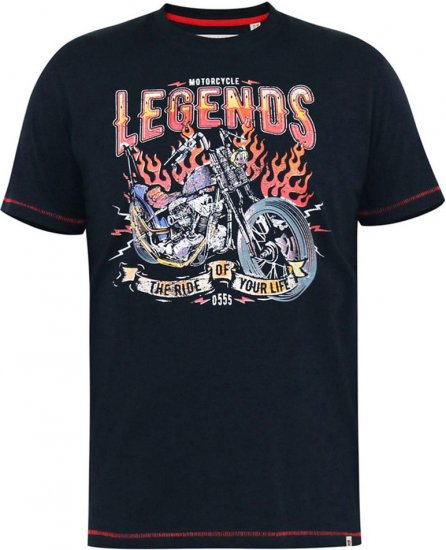 D555 JAGGER Legends Motor Bike Printed Crew Neck T-Shirt Navy - T-paidat - Isot T-paidat 2XL – 14XL