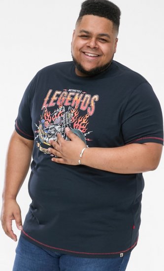 D555 JAGGER Legends Motor Bike Printed Crew Neck T-Shirt Navy - T-paidat - Isot T-paidat 2XL – 14XL