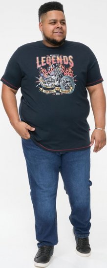 D555 JAGGER Legends Motor Bike Printed Crew Neck T-Shirt Navy - T-paidat - Isot T-paidat 2XL – 14XL