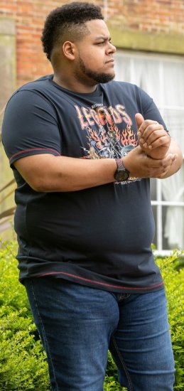 D555 JAGGER Legends Motor Bike Printed Crew Neck T-Shirt Navy - T-paidat - Isot T-paidat 2XL – 14XL