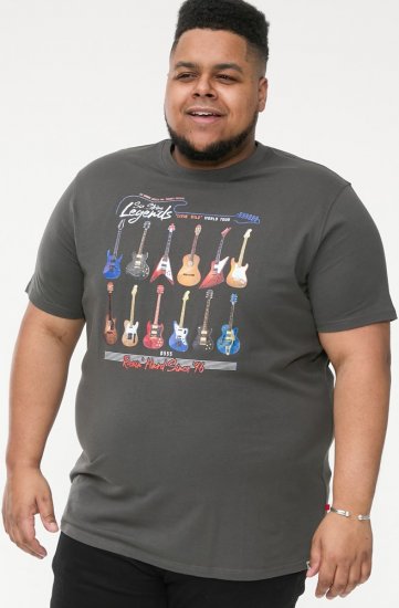 D555 JAIDEN Legends Guitar Printed Crew Neck T-Shirt Khaki - T-paidat - Isot T-paidat 2XL – 14XL