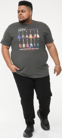 D555 JAIDEN Legends Guitar Printed Crew Neck T-Shirt Khaki - T-paidat - Isot T-paidat 2XL – 14XL
