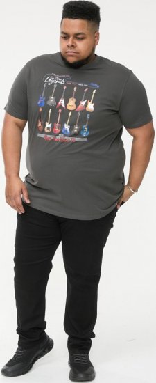 D555 JAIDEN Legends Guitar Printed Crew Neck T-Shirt Khaki - T-paidat - Isot T-paidat 2XL – 14XL