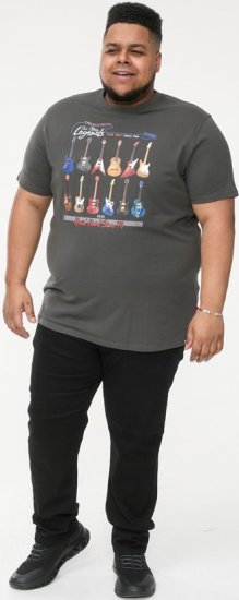 D555 JAIDEN Legends Guitar Printed Crew Neck T-Shirt Khaki - T-paidat - Isot T-paidat 2XL – 14XL