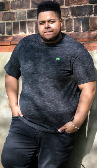 D555 ORSTON Reno Fabric Crew Neck T-Shirt With Chest Embroidery Black Reno - T-paidat - Isot T-paidat 2XL – 14XL