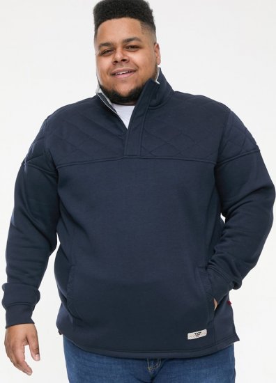 D555 SWANN Quarter Neck Sweatshirt With Quilted Top Panel Navy - Hupparit ja collegepaidat - Miesten hupparit ja collegepaidat isot koot