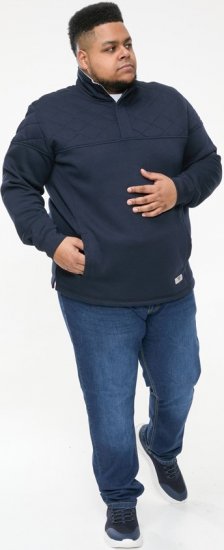 D555 SWANN Quarter Neck Sweatshirt With Quilted Top Panel Navy - Hupparit ja collegepaidat - Miesten hupparit ja collegepaidat isot koot