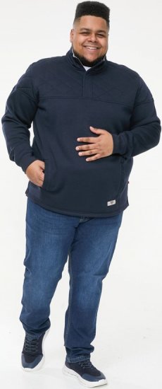 D555 SWANN Quarter Neck Sweatshirt With Quilted Top Panel Navy - Hupparit ja collegepaidat - Miesten hupparit ja collegepaidat isot koot