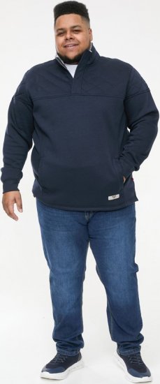 D555 SWANN Quarter Neck Sweatshirt With Quilted Top Panel Navy - Hupparit ja collegepaidat - Miesten hupparit ja collegepaidat isot koot