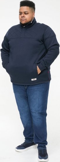 D555 SWANN Quarter Neck Sweatshirt With Quilted Top Panel Navy - Hupparit ja collegepaidat - Miesten hupparit ja collegepaidat isot koot