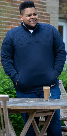 D555 SWANN Quarter Neck Sweatshirt With Quilted Top Panel Navy - Hupparit ja collegepaidat - Miesten hupparit ja collegepaidat isot koot