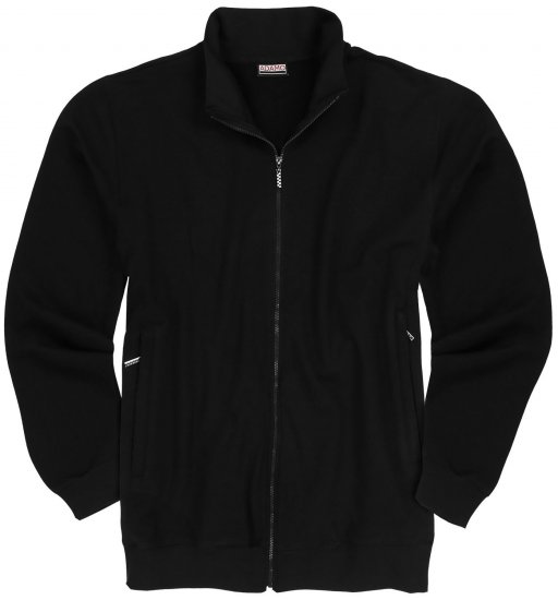 Adamo Athen Sweat Jacket with Full Zipper Black - Hupparit ja collegepaidat - Miesten hupparit ja collegepaidat isot koot