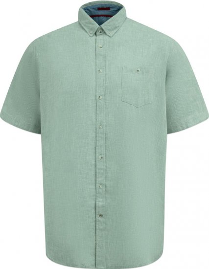 D555 Falmouth 2 Linen Mix Short Sleeve Shirt With Button Down Mint - Kauluspaidat - Miesten isot kauluspaidat 2XL – 8XL
