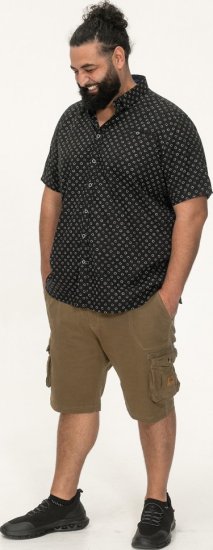 D555 Matlock Short Sleeve AOP Shirt With Hidden Button Down Black - Kauluspaidat - Miesten isot kauluspaidat 2XL – 8XL