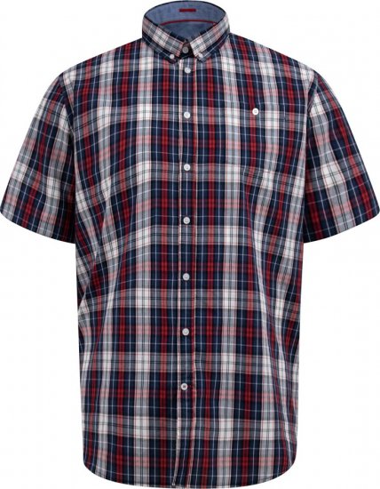 D555 Shields Button Down Collar Short Sleeve Shirt With Pocket Red Check - Kauluspaidat - Miesten isot kauluspaidat 2XL – 8XL