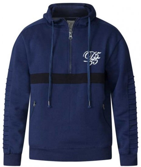 D555 Sergio Half Zip Hoodie Navy - Hupparit ja collegepaidat - Miesten hupparit ja collegepaidat isot koot