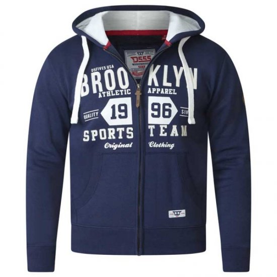 D555 Thurston Full Zip Hoodie Navy - Hupparit ja collegepaidat - Miesten hupparit ja collegepaidat isot koot
