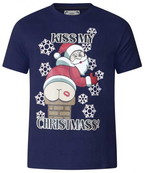 D555 Naughty X-mas T-shirt Navy - T-paidat - Isot T-paidat 2XL – 14XL