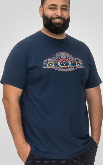 D555 Cheltenham Record With Reflection Printed T-shirt French Navy - T-paidat - Isot T-paidat 2XL – 14XL