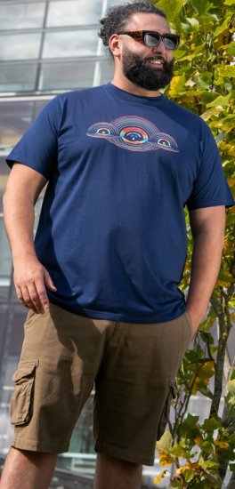 D555 Cheltenham Record With Reflection Printed T-shirt French Navy - T-paidat - Isot T-paidat 2XL – 14XL