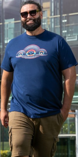 D555 Cheltenham Record With Reflection Printed T-shirt French Navy - T-paidat - Isot T-paidat 2XL – 14XL