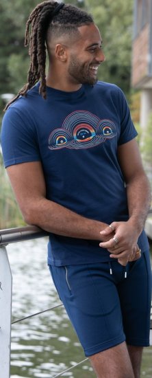 D555 Cheltenham Record With Reflection Printed T-shirt French Navy - T-paidat - Isot T-paidat 2XL – 14XL