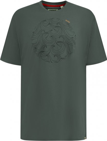 D555 Poole Circle Wave Printed Crew Neck T-shirt Khaki - T-paidat - Isot T-paidat 2XL – 14XL