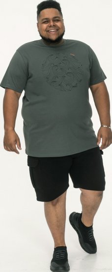 D555 Poole Circle Wave Printed Crew Neck T-shirt Khaki - T-paidat - Isot T-paidat 2XL – 14XL