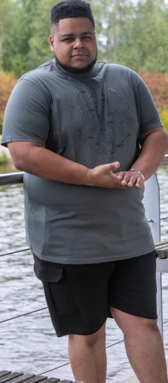 D555 Poole Circle Wave Printed Crew Neck T-shirt Khaki - T-paidat - Isot T-paidat 2XL – 14XL