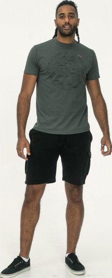 D555 Poole Circle Wave Printed Crew Neck T-shirt Khaki - T-paidat - Isot T-paidat 2XL – 14XL