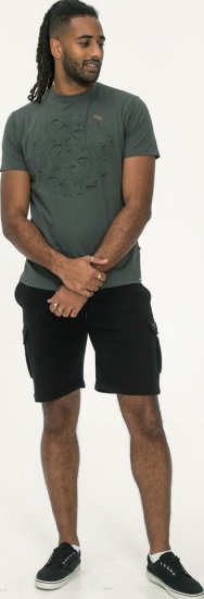 D555 Poole Circle Wave Printed Crew Neck T-shirt Khaki - T-paidat - Isot T-paidat 2XL – 14XL