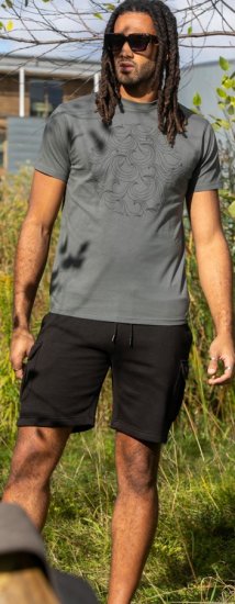 D555 Poole Circle Wave Printed Crew Neck T-shirt Khaki - T-paidat - Isot T-paidat 2XL – 14XL