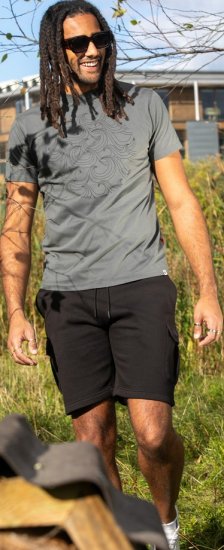 D555 Poole Circle Wave Printed Crew Neck T-shirt Khaki - T-paidat - Isot T-paidat 2XL – 14XL