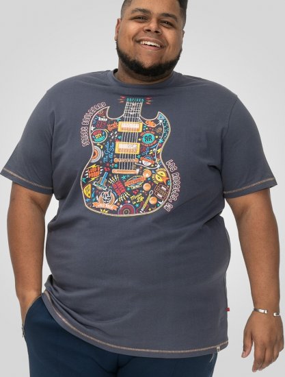 D555 Stockport Multi Coloured Guitar Printed T-Shirt Denim - T-paidat - Isot T-paidat 2XL – 14XL
