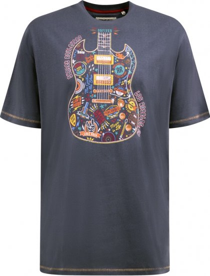 D555 Stockport Multi Coloured Guitar Printed T-Shirt Denim - T-paidat - Isot T-paidat 2XL – 14XL