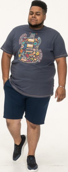 D555 Stockport Multi Coloured Guitar Printed T-Shirt Denim - T-paidat - Isot T-paidat 2XL – 14XL