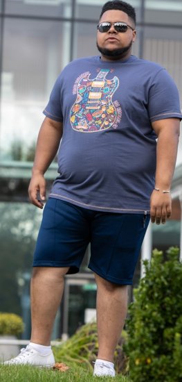 D555 Stockport Multi Coloured Guitar Printed T-Shirt Denim - T-paidat - Isot T-paidat 2XL – 14XL