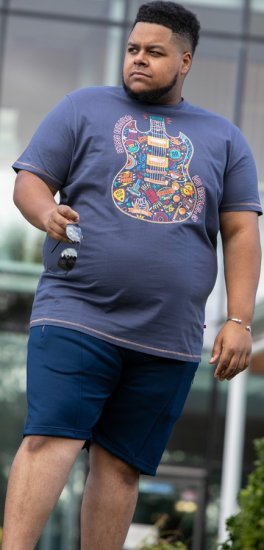 D555 Stockport Multi Coloured Guitar Printed T-Shirt Denim - T-paidat - Isot T-paidat 2XL – 14XL